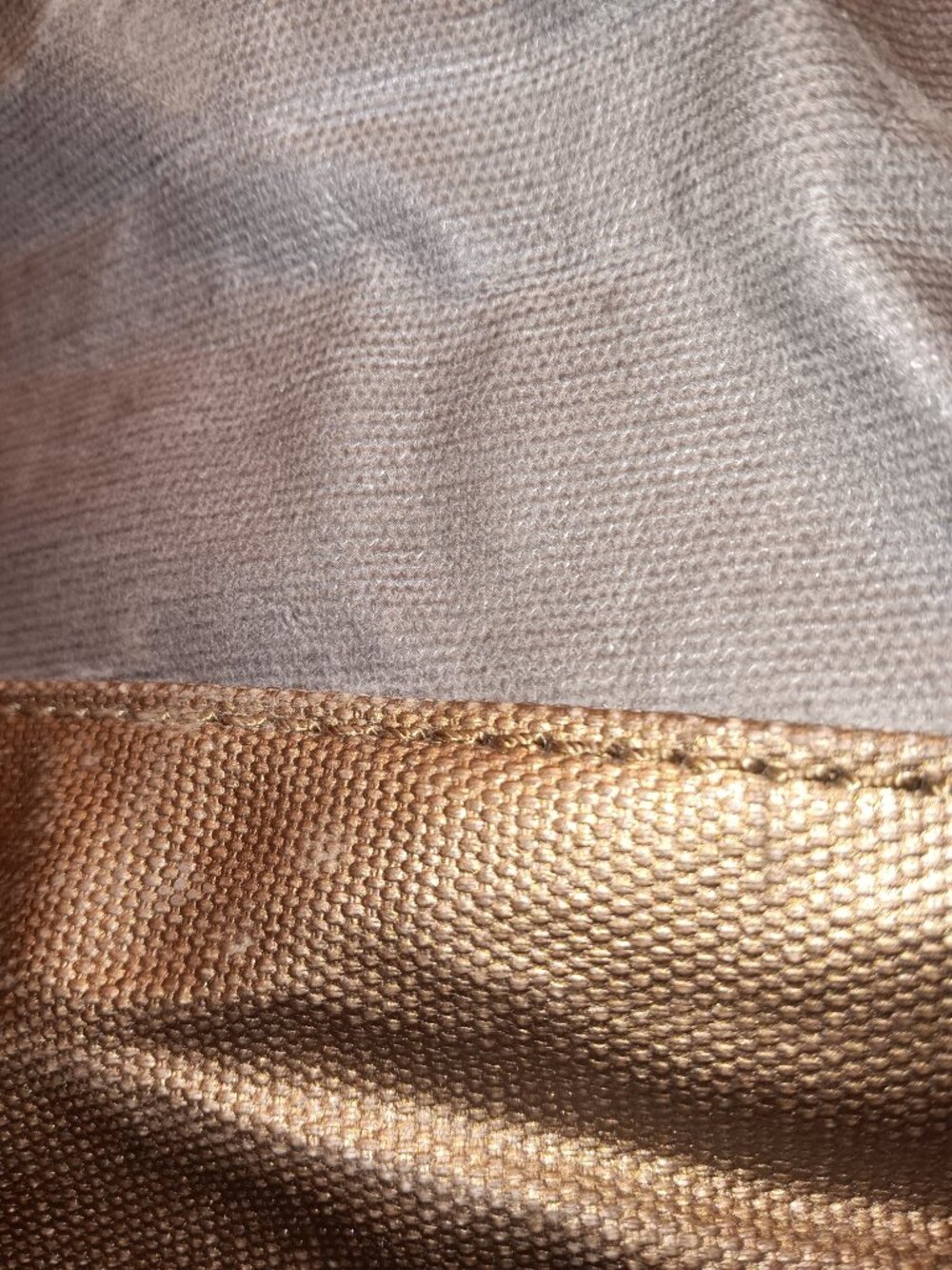 Bath & Body Works metallic gray and gold heavy duty coated canvas tote bag - Picture 9 of 13